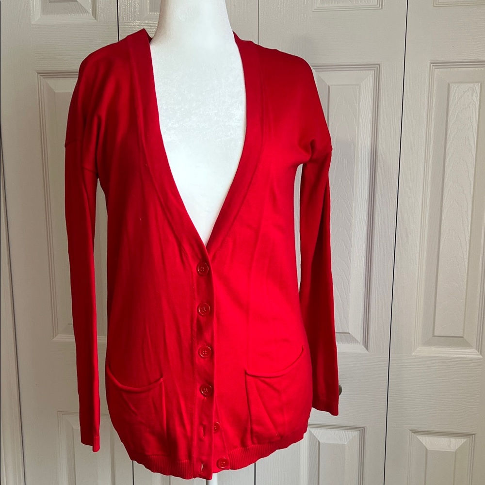 Express Red Boyfriend Cardigan (L)